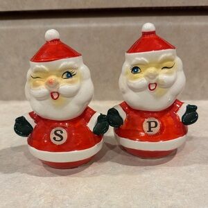 Vintage 1960 Holt Santa Claus Salt and Pepper Shakers - Red and White